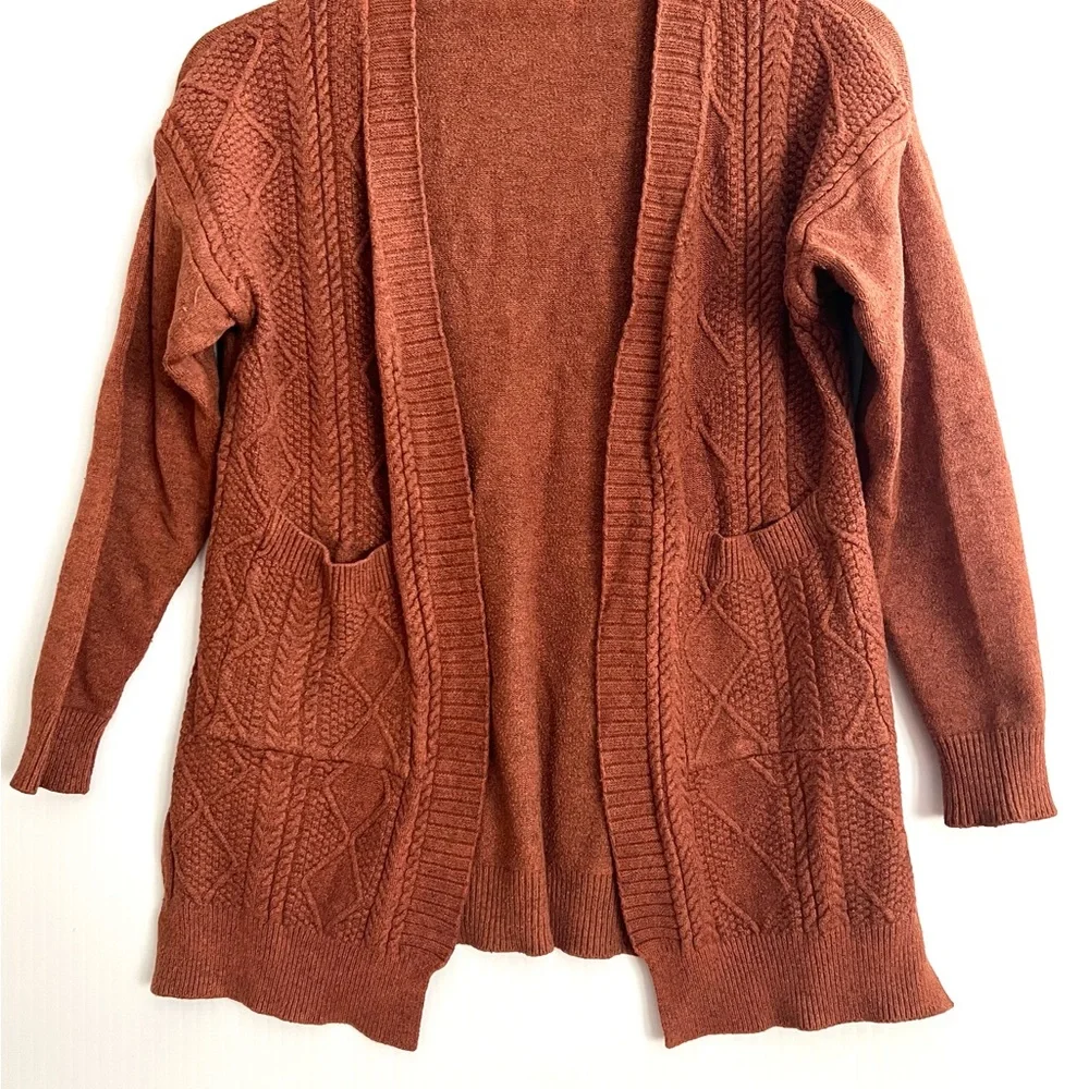 Victoria Women’s Brown/Rust  colored Knit Open Front Cardigan Sweater One size - Picture 8 of 8